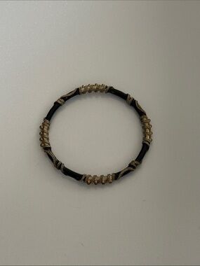 Vintage Black , Gold And Silver Toned Bangle Bracelet